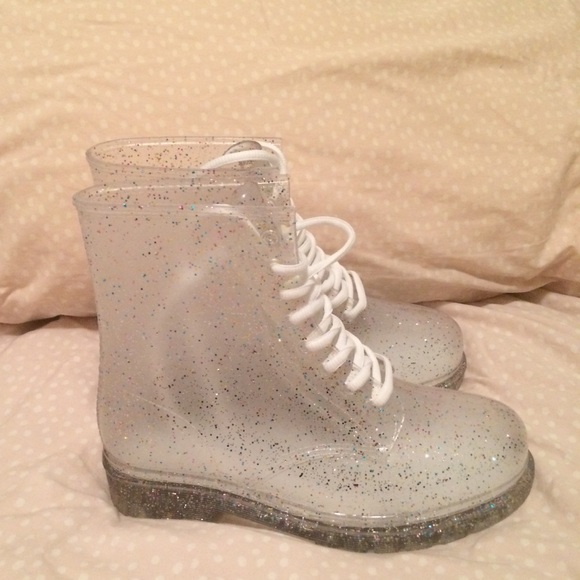 clear glitter rain boots
